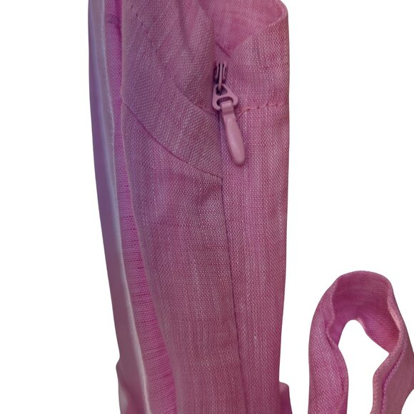 Mon Renn Solar Mini Dress Fondant Pink Linen Ornamental Wrap Size 8 - Picture 8 of 16